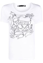 Love Moschino slogan-print short-sleeved T-shirt - Bianco