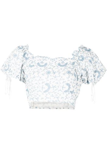 LoveShackFancy Melina broderie-anglaise crop top - Bianco