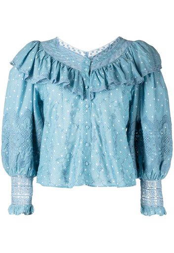 LoveShackFancy Bunnie broderie-anglaise blouse - Blu