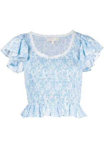 LoveShackFancy Top Milta con stampa - Blu