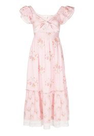 LoveShackFancy Abito midi Emeka a fiori - Rosa