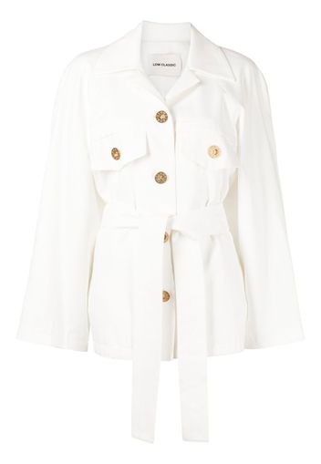 Low Classic button-embellished belted jacket - Bianco