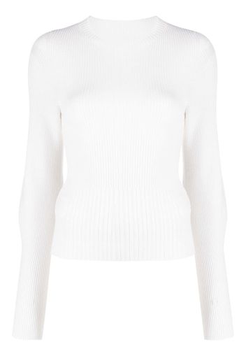 Low Classic Maglione girocollo a coste - Bianco