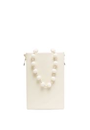 Low Classic beaded top handle leather shoulder bag - Bianco