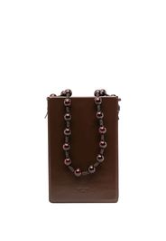 Low Classic beaded top handle leather shoulder bag - Marrone
