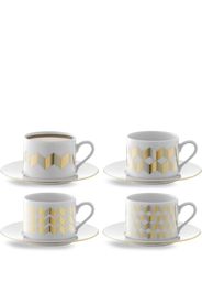 Chevron' teacup and saucer, set of four