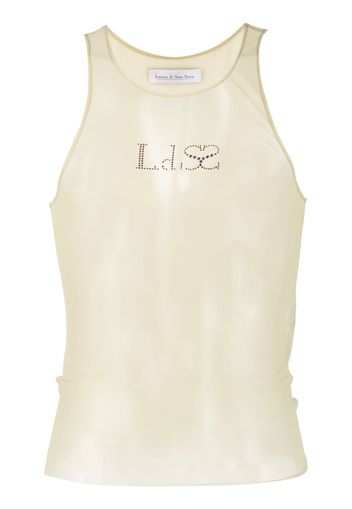 Ludovic de Saint Sernin crystal-logo sheer tank top - Verde