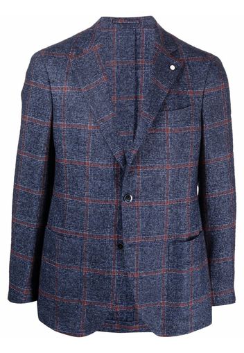 LUIGI BIANCHI MANTOVA plaid-check single-breasted blazer - Blu