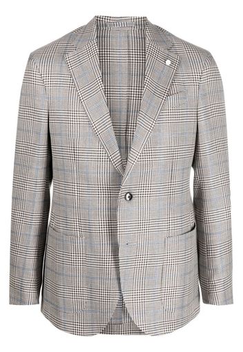 LUIGI BIANCHI MANTOVA houndstooth single breasted blazer - Blu