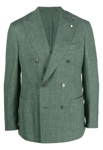 LUIGI BIANCHI MANTOVA woven double-breasted blazer - Verde