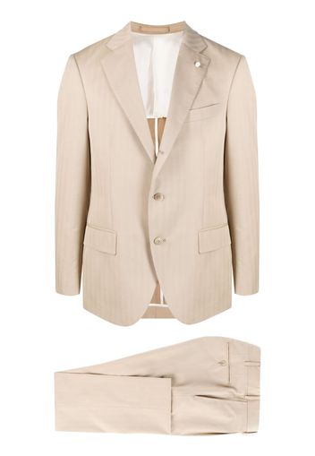 LUIGI BIANCHI MANTOVA tonal-stripe single-breasted suit - Toni neutri