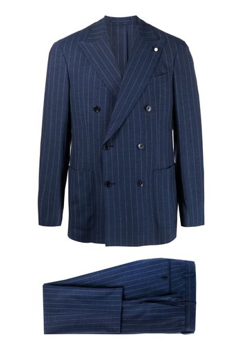 LUIGI BIANCHI MANTOVA striped double-breasted suit - Blu