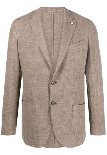 LUIGI BIANCHI MANTOVA mélange single-breasted blazer - 3 MARRONE