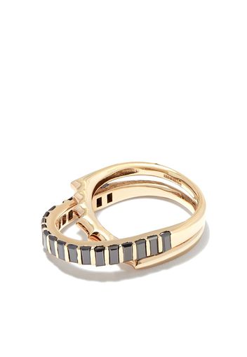 LUIS MORAIS 14kt yellow gold Elliptical black diamond linked rings - Oro