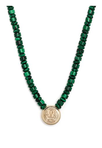 LUIS MORAIS 14kt yellow gold Shield Pendant malachite necklace - Verde