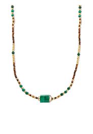 LUIS MORAIS 14kt yellow gold Hexagon malachite beaded necklace - Oro