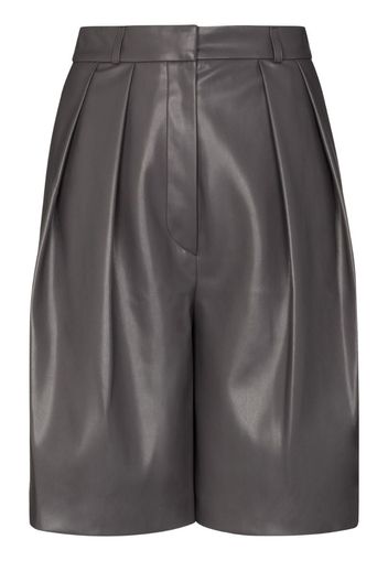 pleated vegan leather shorts