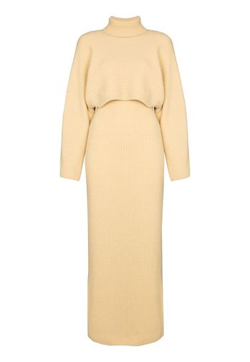 LVIR rib-knit roll neck wool dress - Giallo