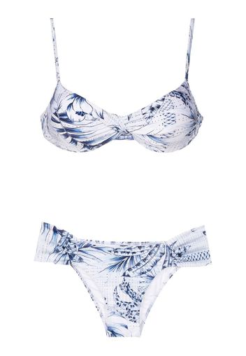 Lygia & Nanny Bikini con stampa Palm Tree - Blu