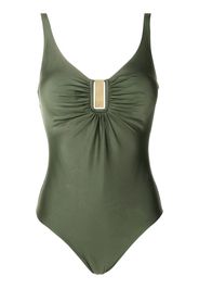 Lygia & Nanny Mirassol Liso logo-plaque ruched swimsuit - Verde