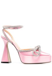 MACH & MACH Double Bow 130mm satin platform pumps - Rosa