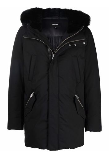 Mackage Edward logo-print faux fur-trim padded jacket - Nero