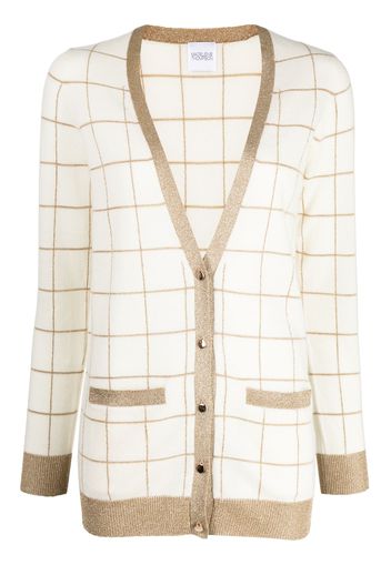 Madeleine Thompson check-pattern V-neck cardigan - Bianco