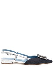 Madison.Maison flat crystal-embellishment slingback pumps - Blu