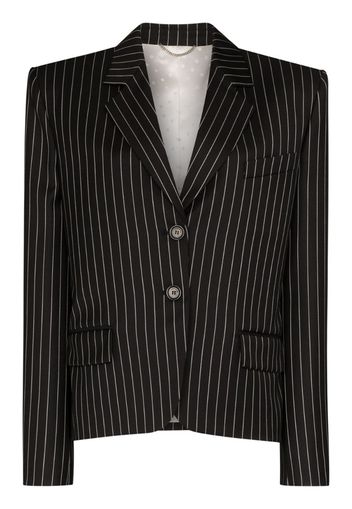 pinstripe power shoulder blazer