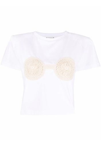 Magda Butrym crochet-detailed cotton T-shirt - Bianco