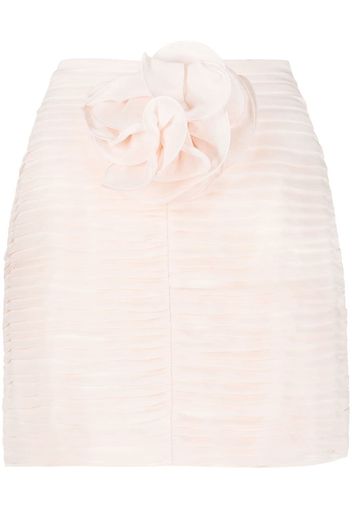 Magda Butrym pleated crepe floral mini skirt - Arancione