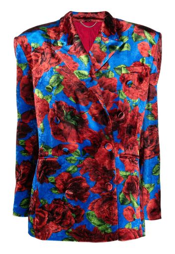 Magda Butrym floral-print double-breasted blazer - Blu