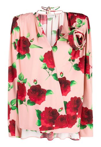 Magda Butrym rose-print draped blouse - Rosa
