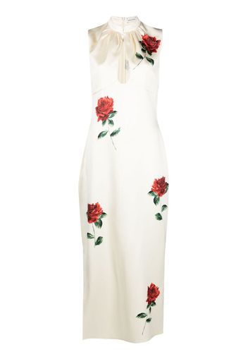 Magda Butrym rose-print sleeveless maxi dress - Toni neutri