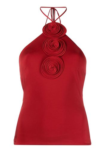 Magda Butrym floral-appliqué halterneck top - Rosso