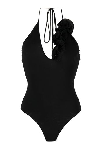 Magda Butrym floral appliqué halter top - Nero