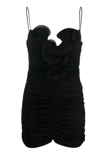 Magda Butrym rose-appliqué ruched mini dress - Nero