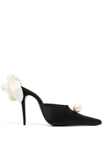 Magda Butrym faux-pearl embellished 110mm leather mules - Nero