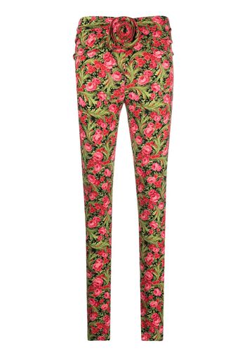 Magda Butrym floral-print skinny trousers - Verde