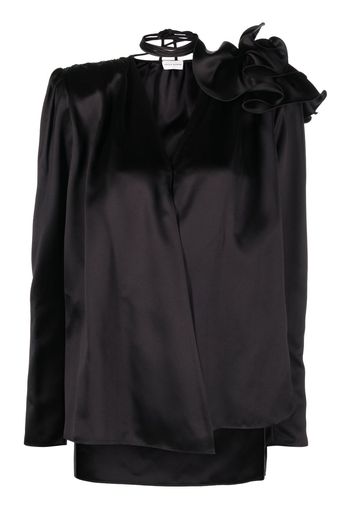 Magda Butrym flower-brooch silk blouse - Nero