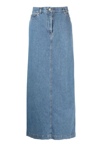 Magda Butrym rear-slit denim maxi skirt - Blu