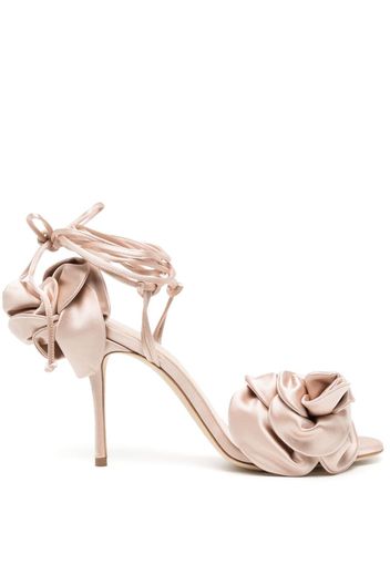 Magda Butrym floral-appliqué 105mm satin silk sandals - Rosa