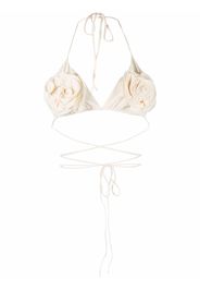 Magda Butrym flower-appliqué bikini top - Toni neutri