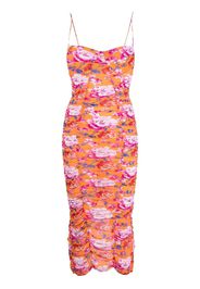 Magda Butrym floral-print ruched dress - Arancione