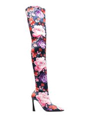 Magda Butrym floral-print knee-high boots 100mm - Blu