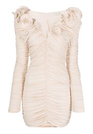 Magda Butrym long-sleeve ruched silk minidress - Toni neutri