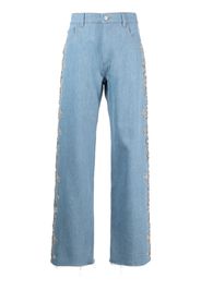 Magda Butrym Jeans a gamba ampia con cristalli - Blu