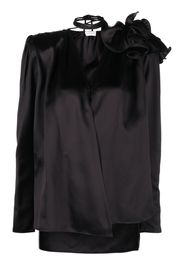 Magda Butrym flower-brooch silk blouse - Nero