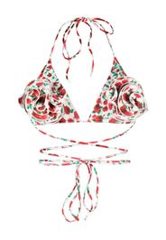 Magda Butrym floral-appliqué printed bikini top - Toni neutri