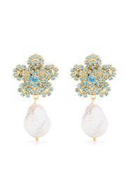 Magda Butrym Flower crystal-embellished pearl drop earrings - Oro